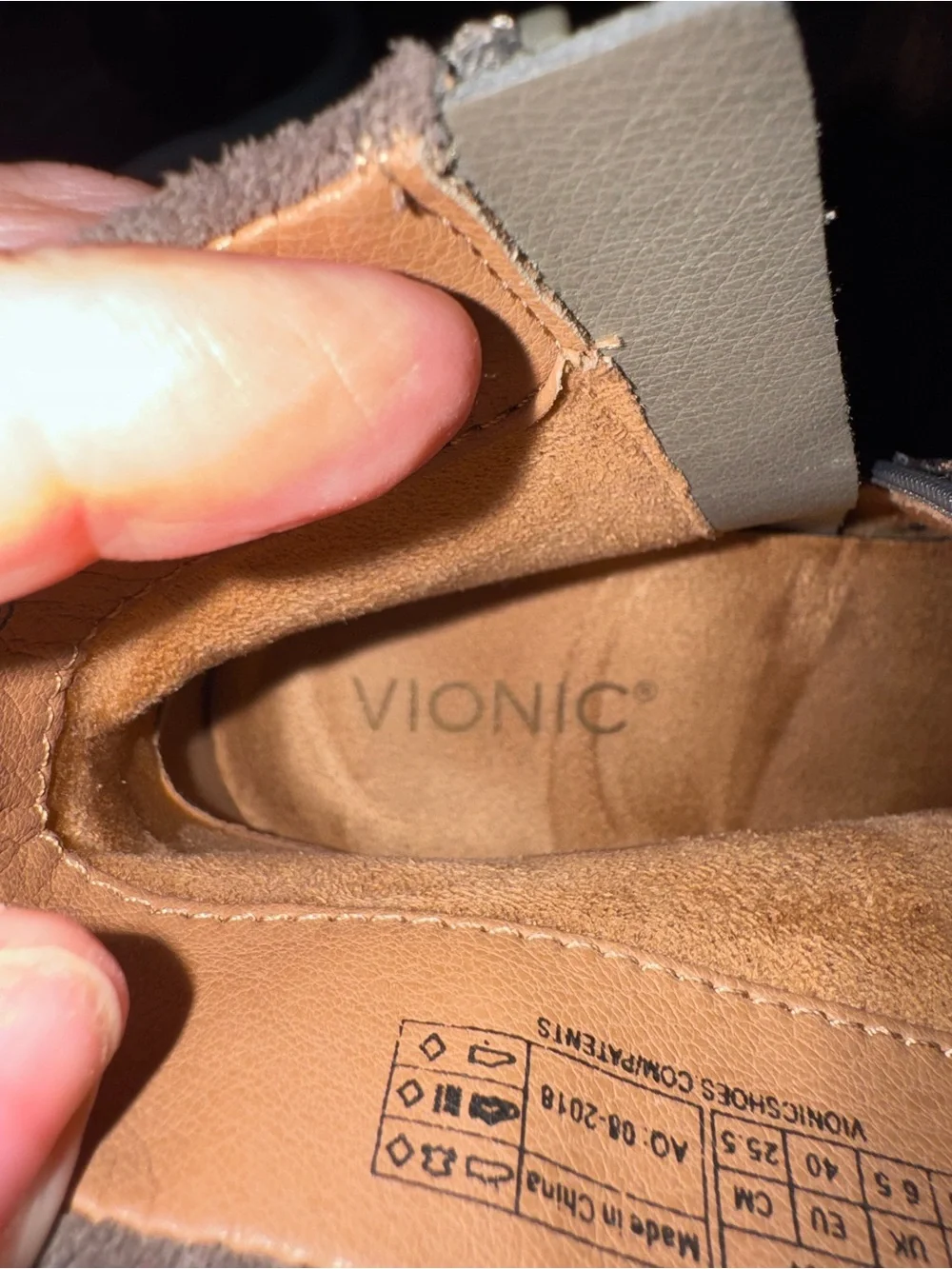 Vionic Tan Suede Ankle Boots with Dark Brown Straps